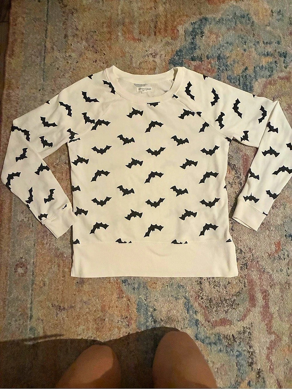 Grayson Threads Bat Print Sweatshirt in White & Black Size